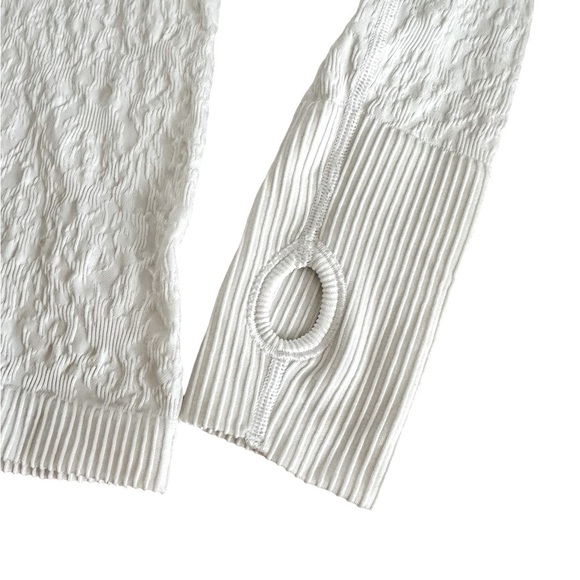 LULULEMON REST LESS WHITE TEXTURED POPOVER HOODIE LONG SLEEVE THUMBHOLES TOP - Picture 5 of 9